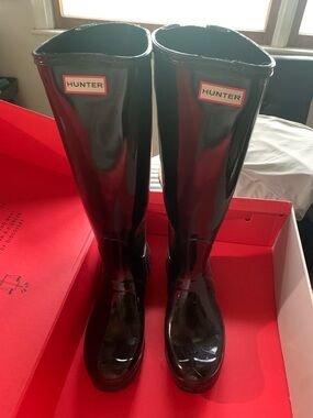 Hunter Black Gloss Tall Women's Rain Boots